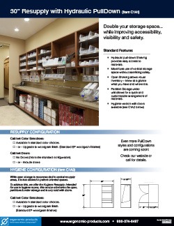 Thumbnail of 30-inch resupply pulldown unit C1A1 with clear bins and organized medical storage.