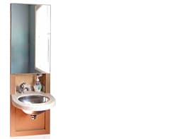16in dental inwall cabinet complete with mirror, shelving and corian and chrome sink