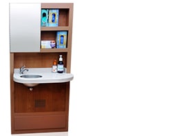32in dental operatory inwall with included corian top and chrome sink