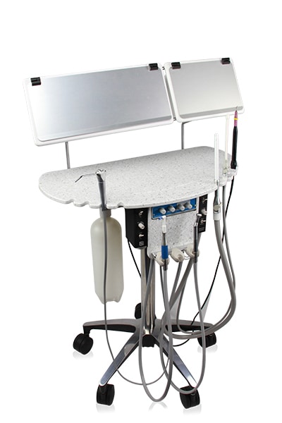 SRS Dental Delivery Workstation with consumable bin lids closed